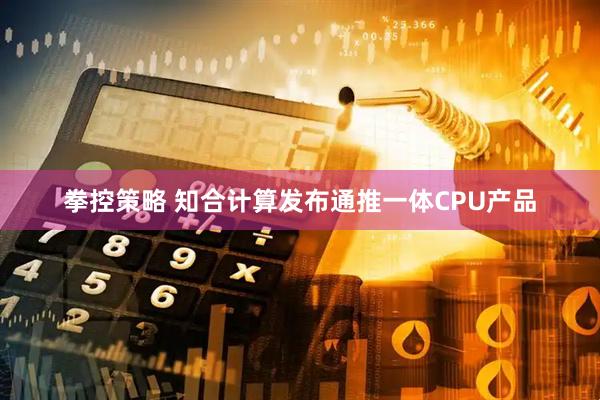 拳控策略 知合计算发布通推一体CPU产品